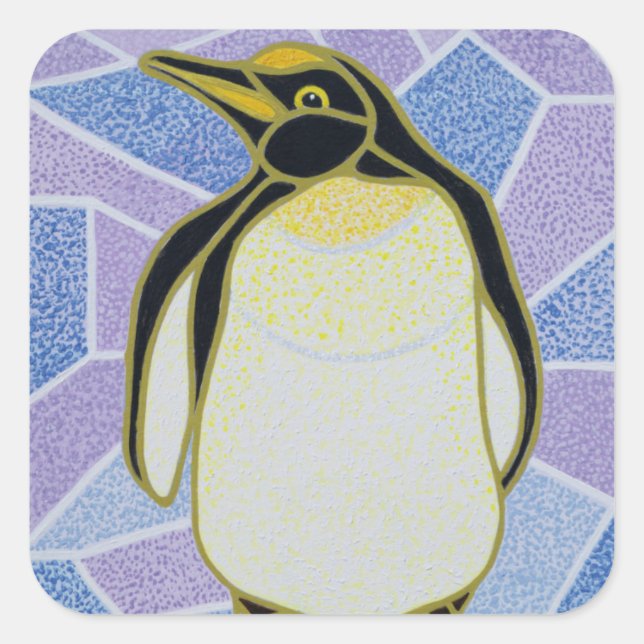 Pinguin auf festem Glas Quadratischer Aufkleber (Vorderseite)
