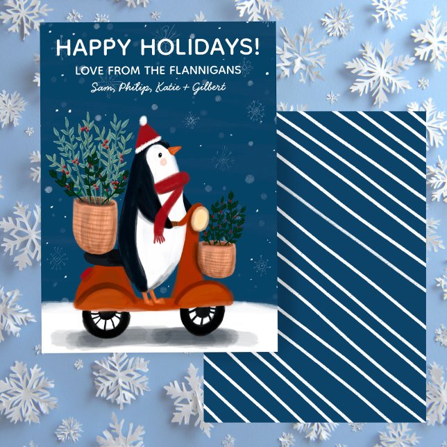 Pinguin auf Scooter Niedliche Weihnachten Custom (Penguin on Scooter Cute Christmas Custom Holiday Card
)