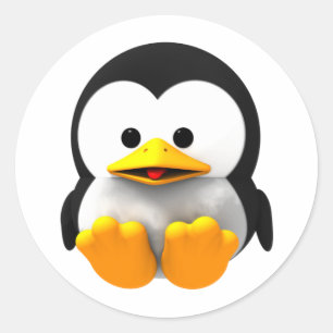 Pinguin-Aufkleber Baby-3-D Tuxs Linux Runder Aufkleber