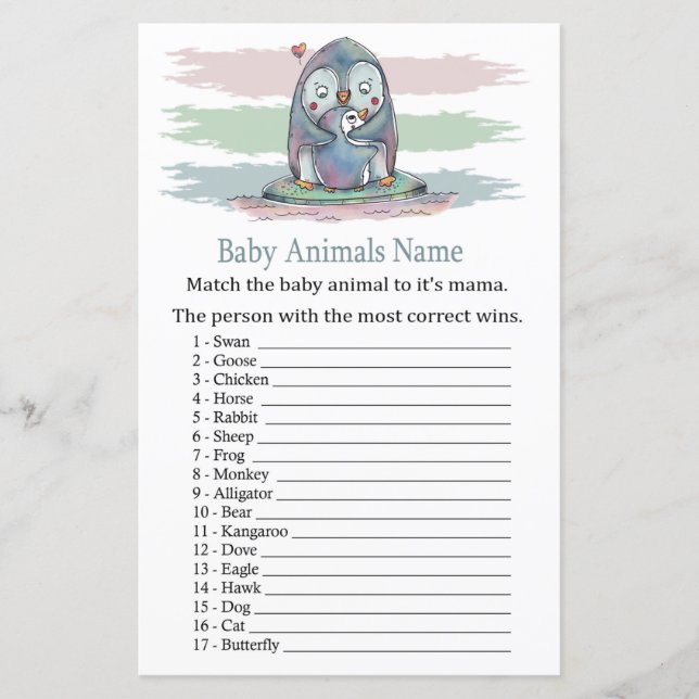 Pinguin Baby Animals Name Game (Vorderseite)