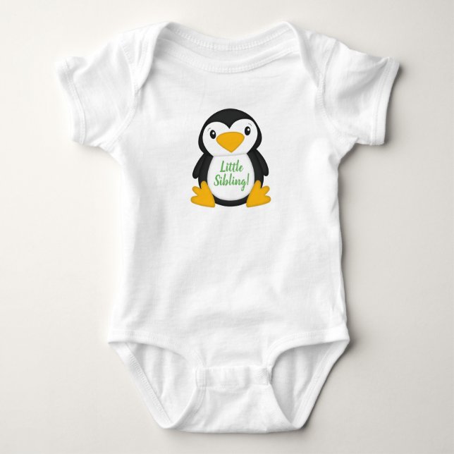 Pinguin Baby Dusche grün Baby Strampler (Vorderseite)