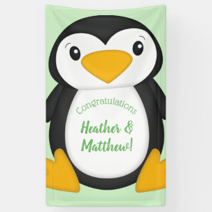 Pinguin Baby Dusche grün Banner