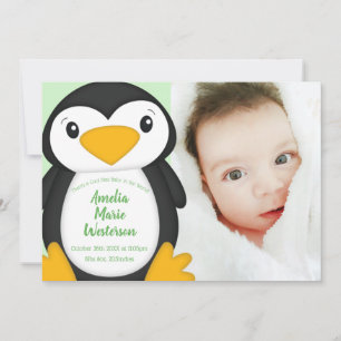 Pinguin Baby Dusche grün Einladung