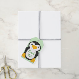 Pinguin Baby Dusche grün Geschenkanhänger