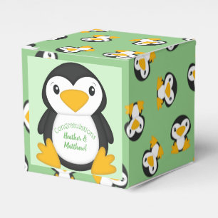 Pinguin Baby Dusche grün Geschenkschachtel