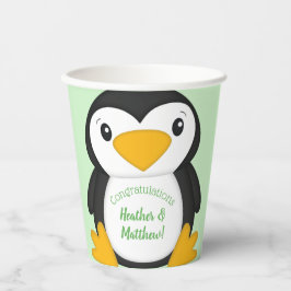 Pinguin Baby Dusche grün Pappbecher