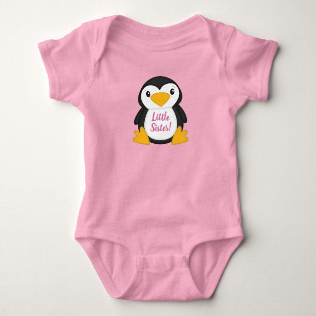 Pinguin Baby Dusche Rosa Baby Strampler (Vorderseite)