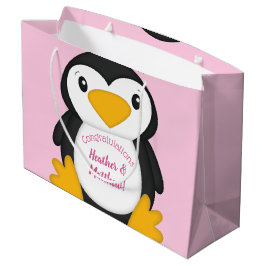 Pinguin Baby Dusche Rosa Große Geschenktüte