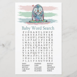 Pinguin Baby Dusche Word Search Game