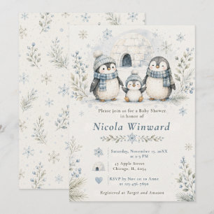 Pinguin-Baby-Party Einladung