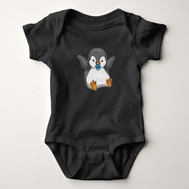 Pinguin Baby Schnuller Strampler (Vorderseite)