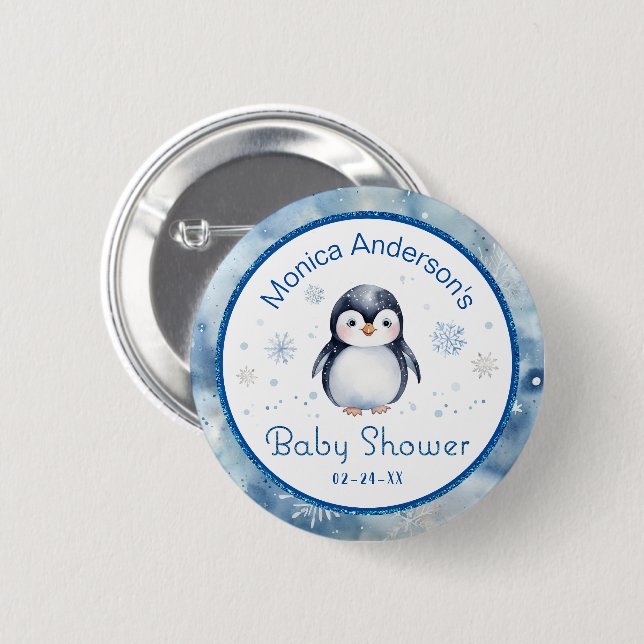 Pinguin Baby Showbutton - Winterthema Button (Vorne & Hinten)