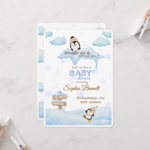 Pinguin-Baby-Shower-Einladung Einladung