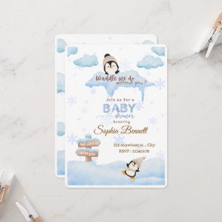Pinguin-Baby-Shower-Einladung Einladung