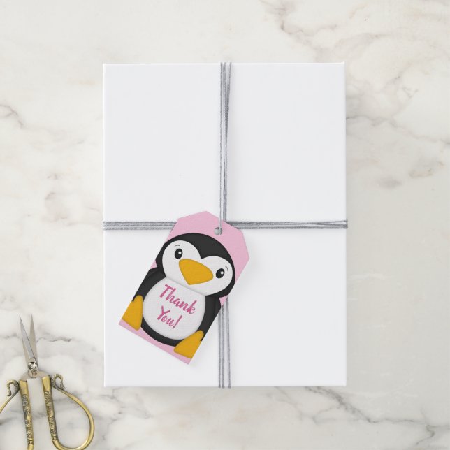 Pinguin-Babydusche Geschenkanhänger (Mit Garn)