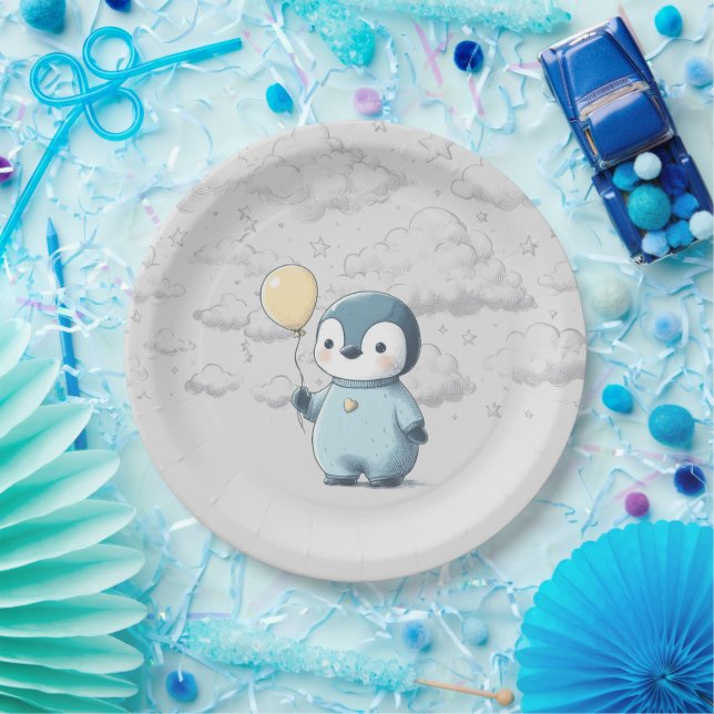 Pinguin-Babydusche Pappteller (Party)