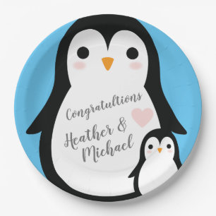 Pinguin-Babydusche Pappteller
