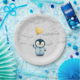 Pinguin-Babydusche Pappteller