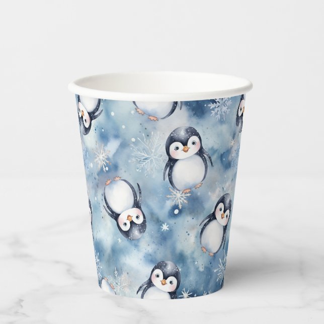 Pinguin Babyduschpapier - Winter Pappbecher (Vorderseite)