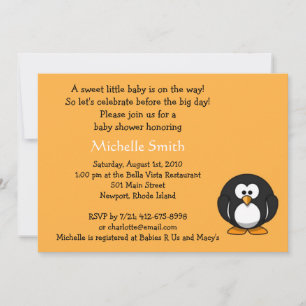 Pinguin; Babyparty Einladung