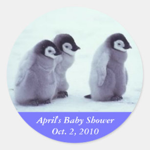 Pinguin-Babyparty Runder Aufkleber