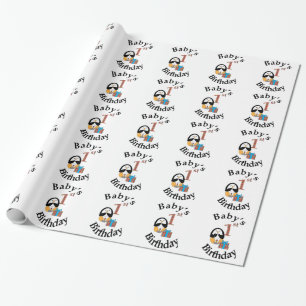 Pinguin Baby's 1. Geburtstag Geschenkpapier