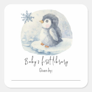 Pinguin - Baby's erste Bibliothek Quadratischer Aufkleber