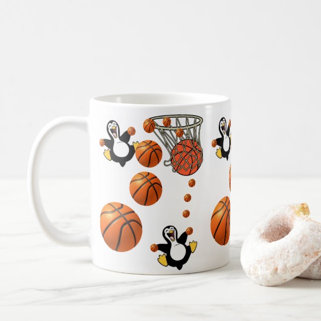 Pinguin Basketball Net Tasse (Mit Donut)