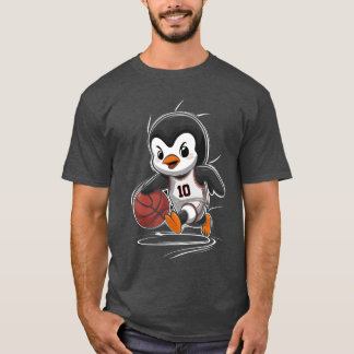 Pinguin-Basketballspieler Nummer 10 dribbelt lusti T-Shirt