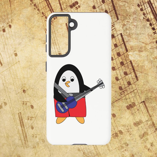 Pinguin Bass Gitarre Niedlich spielen Samsung Galaxy Hülle (A cute phone case with a penguin playing the bass guitar.)