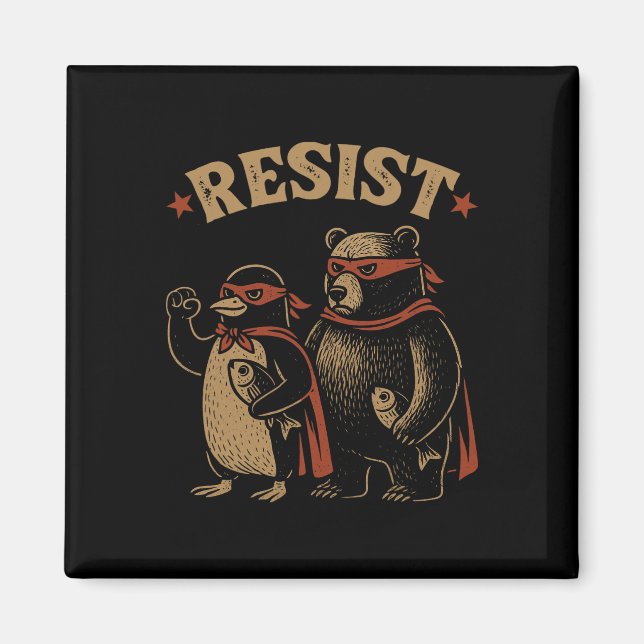 Pinguin Bear Flippers Up Residence Funny Pinguins  Magnet (Vorne)