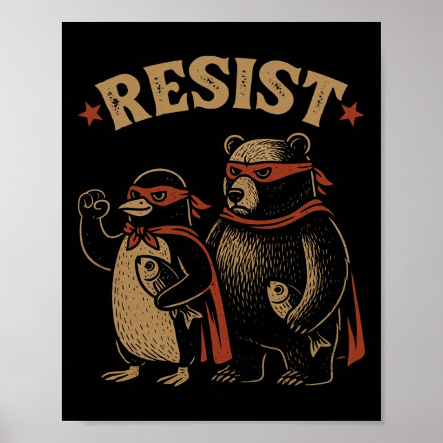 Pinguin Bear Flippers Up Residence Funny Pinguins  Poster (Vorne)