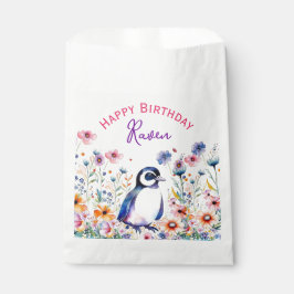 Pinguin bei Blume Personalisierter Geburtstag von  Geschenktütchen