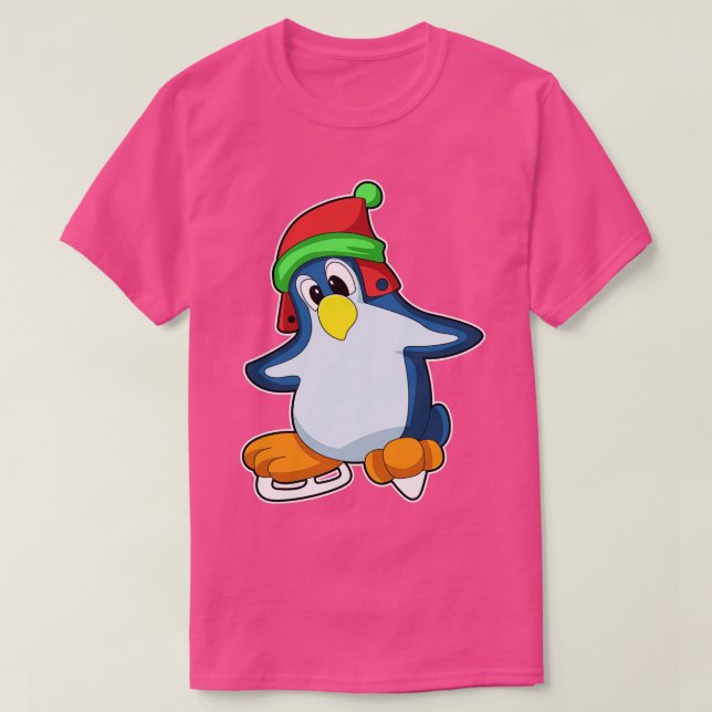 Pinguin bei der Ice-Skaten mit Ice-Skaten 4 T-Shirt (Design vorne)