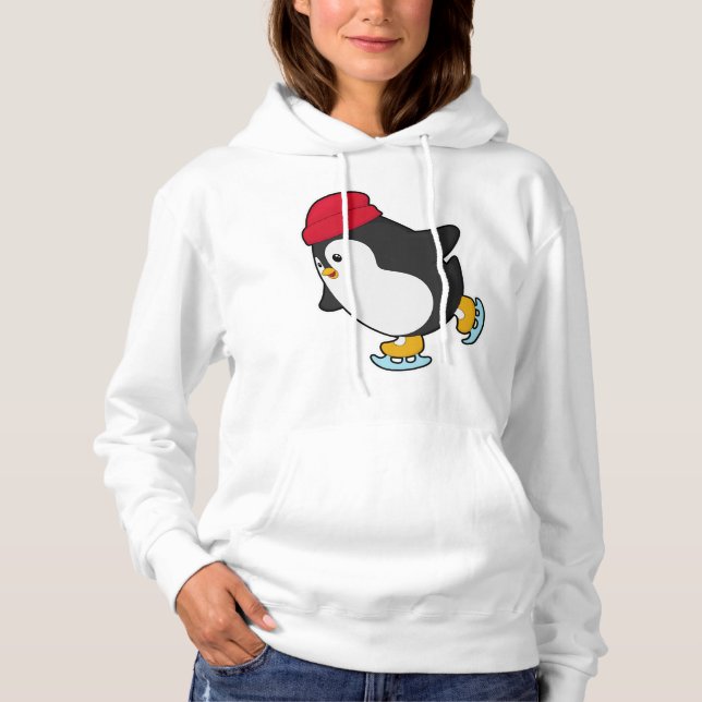 Pinguin bei Ice Skaten mit Hut Hoodie (Vorderseite)