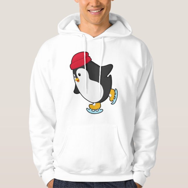 Pinguin bei Ice Skaten mit Hut Hoodie (Vorderseite)