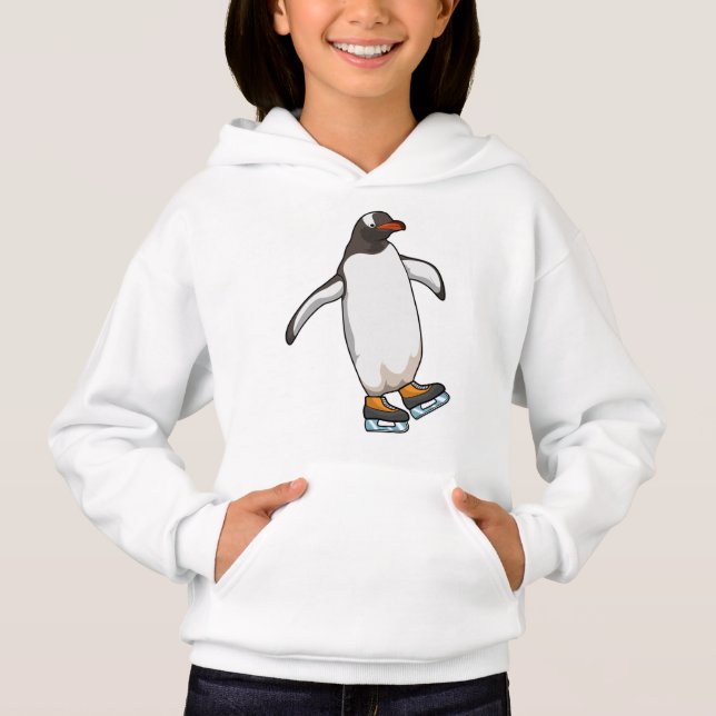 Pinguin bei Ice Skaten mit Ice-Skaten Hoodie (Vorderseite)