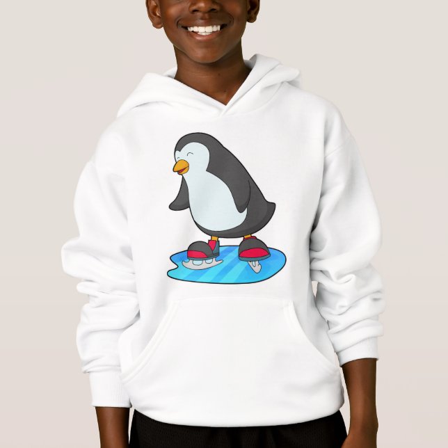 Pinguin bei Ice Skaten mit Ice-Skaten Hoodie (Vorderseite)
