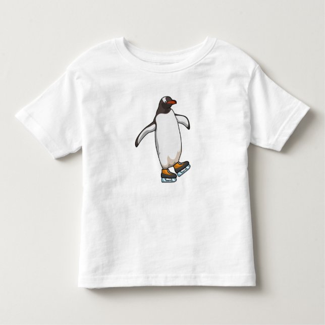 Pinguin bei Ice Skaten mit Ice-Skaten Kleinkind T-shirt (Vorderseite)