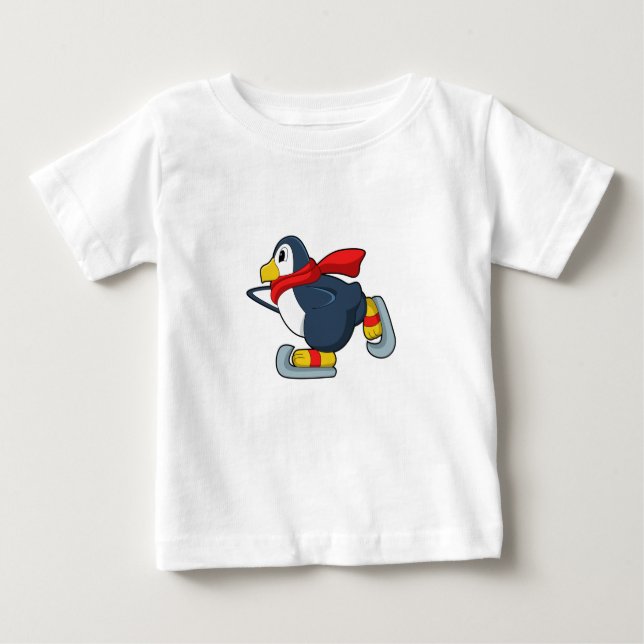 Pinguin bei Ice-Skaten mit Ice-Skaten.PNG Baby T-shirt (Vorderseite)
