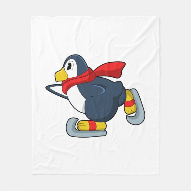 Pinguin bei Ice-Skaten mit Ice-Skaten.PNG Fleecedecke (Vorderseite)