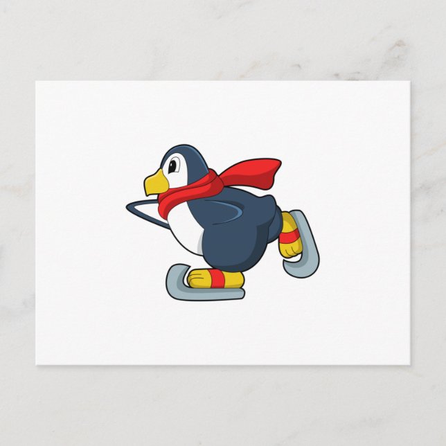 Pinguin bei Ice-Skaten mit Ice-Skaten.PNG Postkarte (Vorderseite)