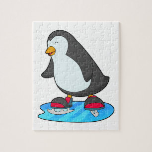 Pinguin bei Ice Skaten mit Ice-Skaten Puzzle