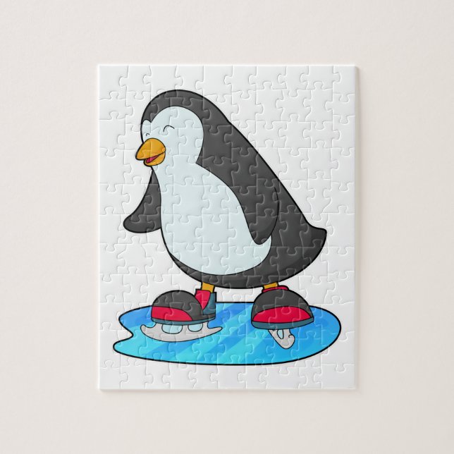 Pinguin bei Ice Skaten mit Ice-Skaten Puzzle (Vertikal)