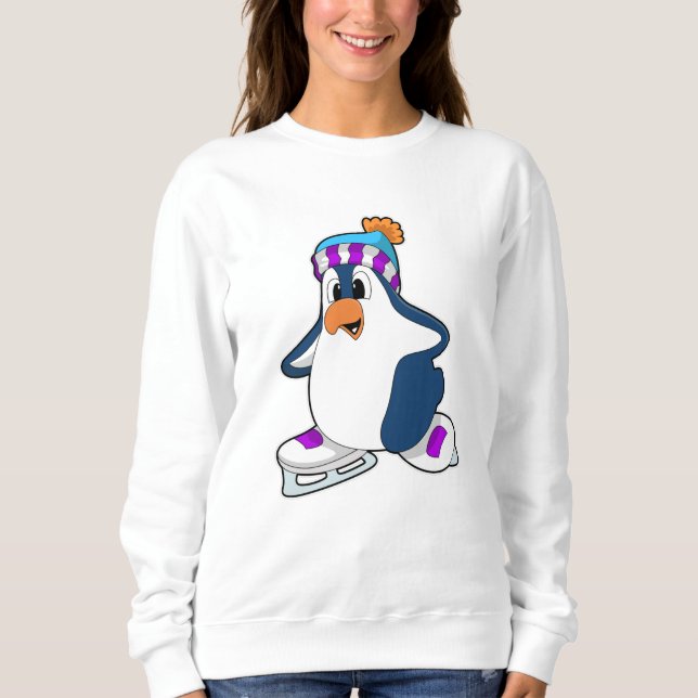 Pinguin bei Ice Skaten mit Ice-Skaten Sweatshirt (Vorderseite)