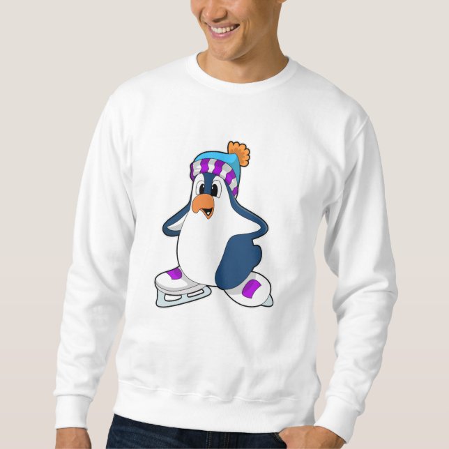 Pinguin bei Ice Skaten mit Ice-Skaten Sweatshirt (Vorderseite)