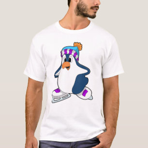 Pinguin bei Ice Skaten mit Ice-Skaten T-Shirt