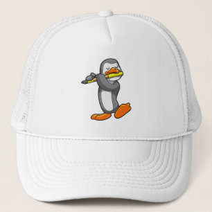 Pinguin bei Musik mit Flöte Truckerkappe