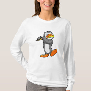 Pinguin bei Musik mit Flute T-Shirt