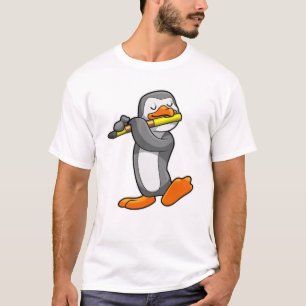 Pinguin bei Musik mit Flute T-Shirt